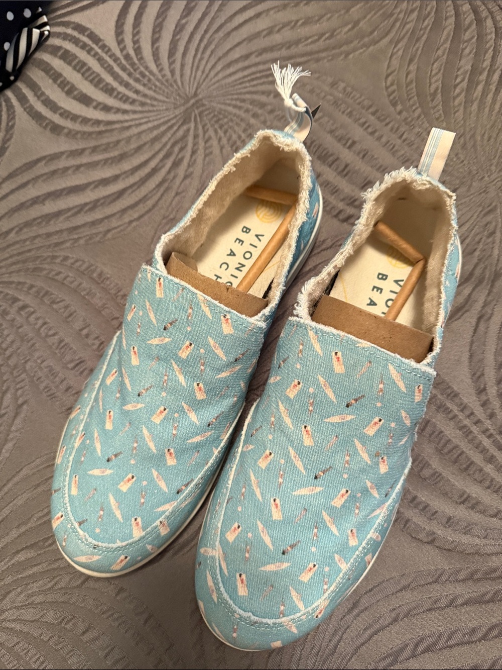 Vionic Light Blue Patterned Slip-On Flats - hard to find print